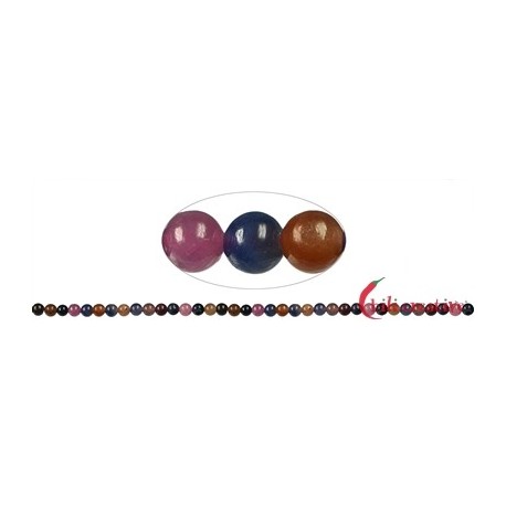 Strang Kugel Safir und Rubin bunt 4 mm