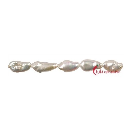 Strang Keshi Süßwasser-Perle weiß 10 x 8 mm