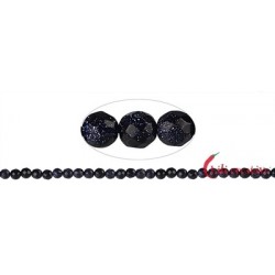 Strang Kugel Blaufluss (Kunstglas) facettiert 6 mm