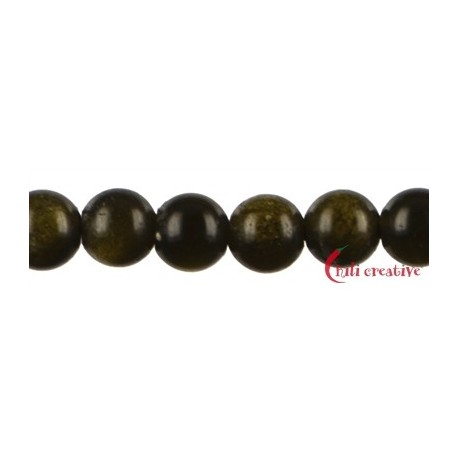 Strang Kugel Obsidian (Goldglanz) 4 mm