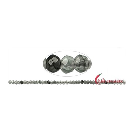 Strang Button Inklusenquarz facettiert 2 x 3 mm