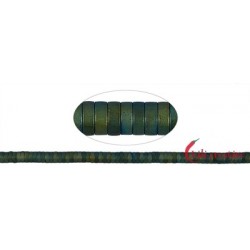 Strang Zylinder ( Heishi ) Hämatin blau-grün (gefärbt) matt 1 x 3 mm