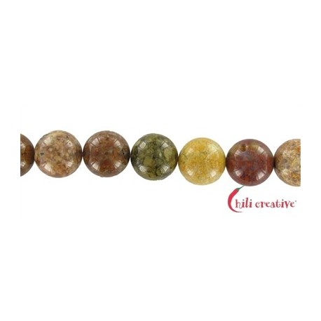 Strang Kugel Moosachat bunt (Chalcedon) 20 mm
