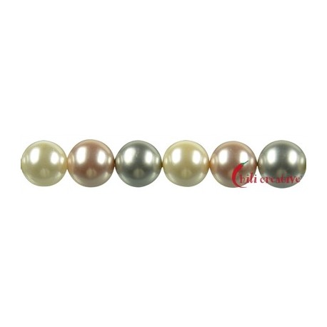 Strang Kugel Muschelkern (Imitat) bunter Mix 1, 12 mm