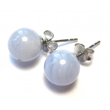 Ohrstecker Chalcedon Kugel 8 mm 925er Silber