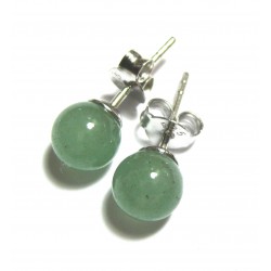 Ohrstecker Aventurinquarz grün Kugel 6 mm 925er Silber