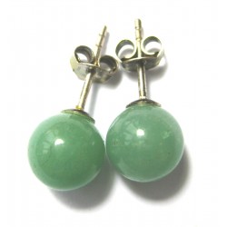 Ohrstecker Aventurinquarz grün Kugel 8 mm 925er Silber