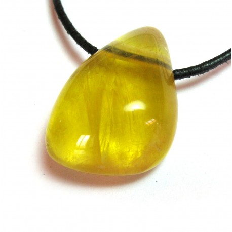 Trommelstein gebohrt Fluorit gelb