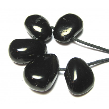 Trommelstein gebohrt Gagat VE 5 Stück