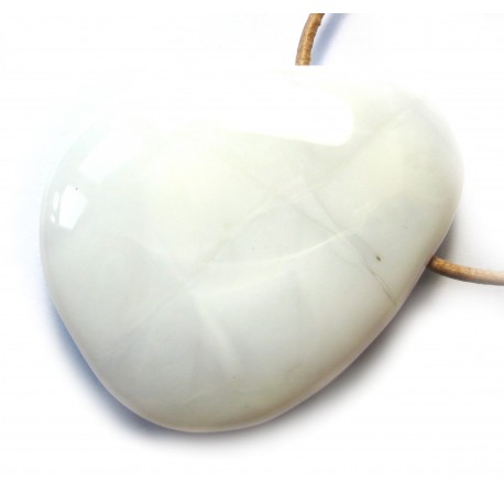 Trommelstein gebohrt Opal weiß Milchopal