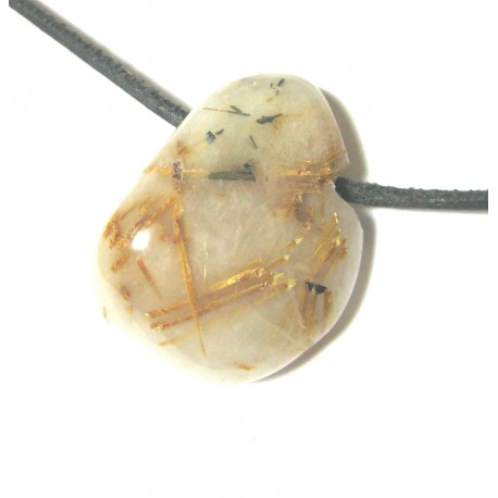 Trommelstein gebohrt Rutilquarz