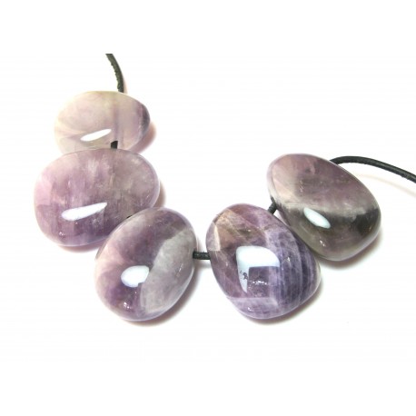 Trommelstein gebohrt Amethyst B VE 5 Stück
