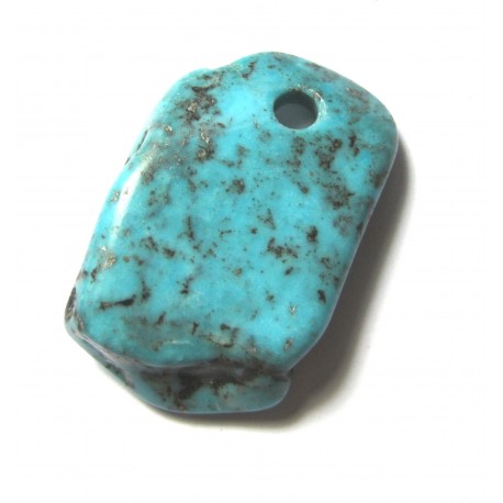 Trommelstein gebohrt Türkis stabilisiert flach A