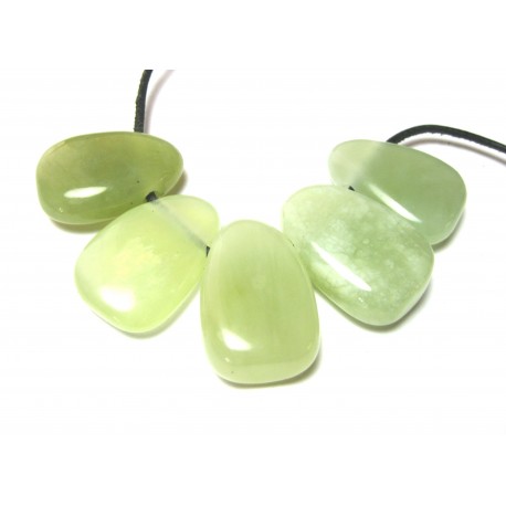 Trommelstein gebohrt Serpentin grün VE 5 Stück